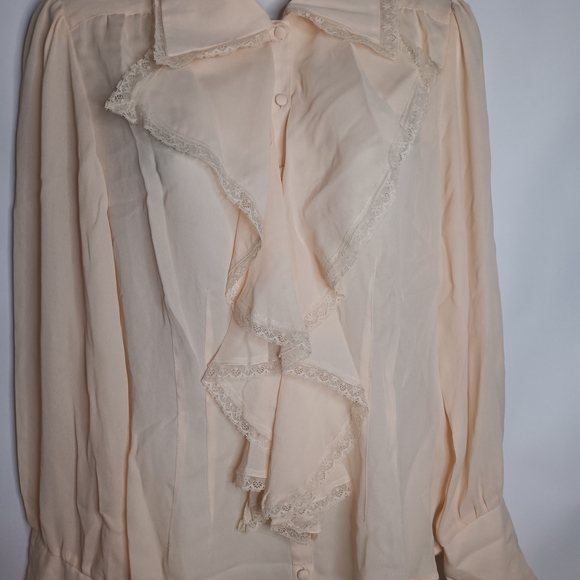 Metrostyle Cream Ruffle Front Blouse - Picture 4 of 13